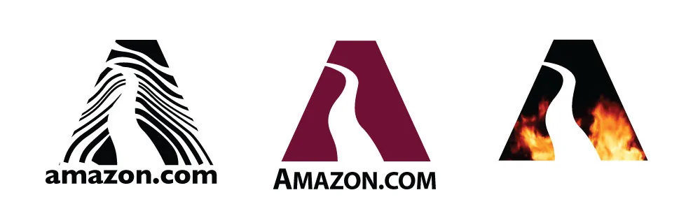 Amazon experiments with logo iterations(1997)Source:fineprintart.com